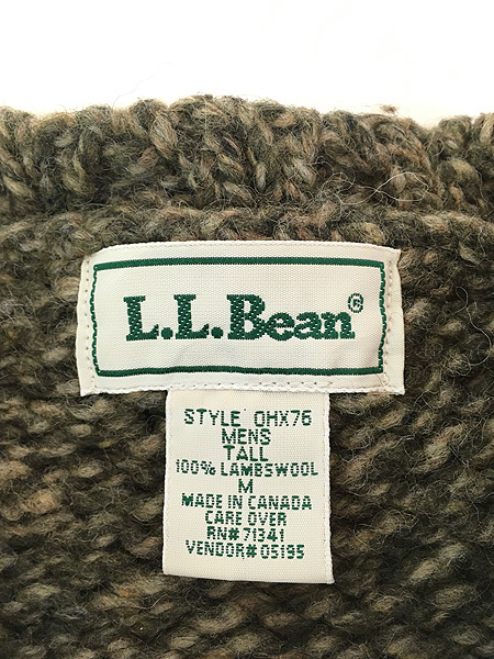 古着 90s Canada製 LL Bean 3カラー ネップ ローゲージ ヘビー ウール ニット セーター M-Tall