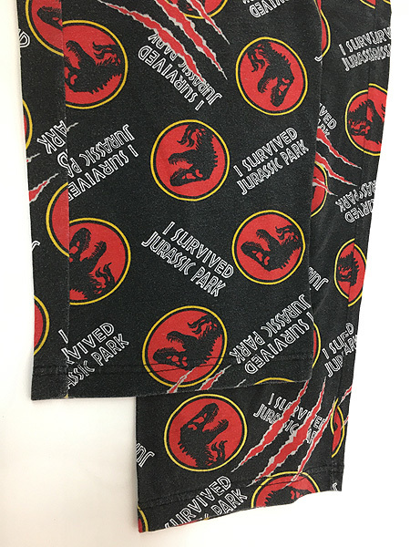 古着 JURASSIC PARK ジュラシックパーク 恐竜 ムービー イージー パジャマ パンツ L 古着_画像5