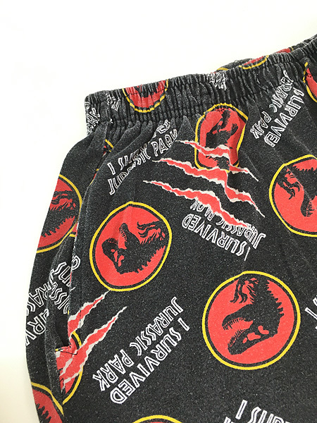 古着 JURASSIC PARK ジュラシックパーク 恐竜 ムービー イージー パジャマ パンツ L 古着_画像3