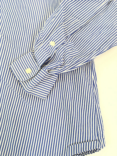 古着 90s Ralph Lauren 「CUSTOM FIT」 青×白 ストライプ 3点留 BD シャツ L 古着の画像4