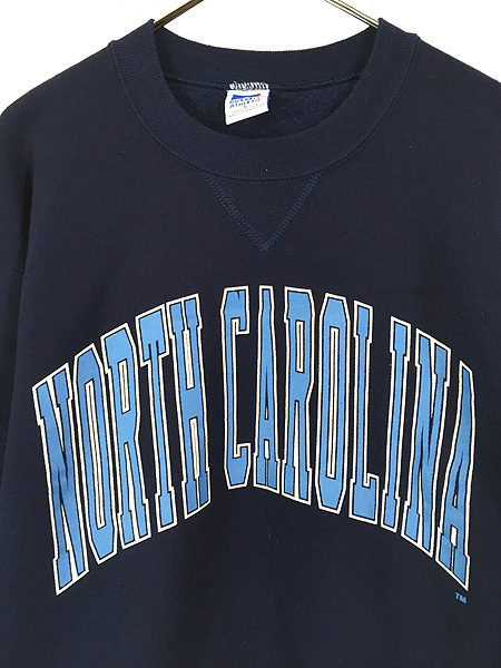 古着 90s USA製 Russell 「NORTH CAROLINA」 アーチ 前V スウェット トレーナー L 古着_画像2