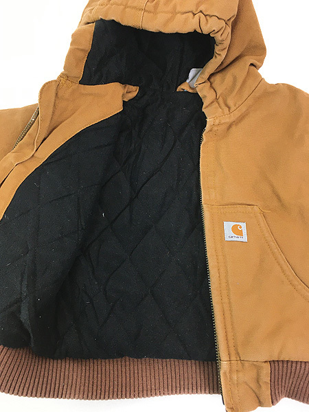 キッズ 古着 Carhartt 防寒 パデット ブラウン ダック ワーク アクティブ パーカー 12M 1歳位 古着_画像5