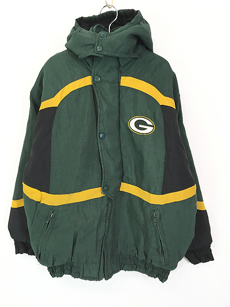 キッズ 古着 90s NFL Green Bay Packers パッカーズ パデット ナイロン ジャケット パーカー M 10-12歳位 古着