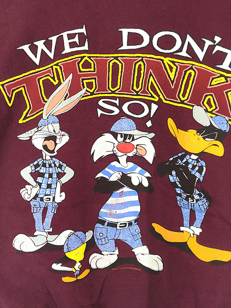 古着 90s USA製 LOONEY TUNES タートルネック スウェット トレーナー XL 古着_画像2