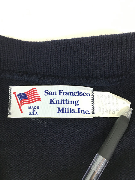 古着 80s USA製 San Francisco Knitting Mills フルジップ アクリル ニット ワーク カーディガン L_画像7