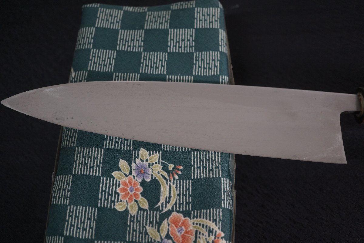 [QS][B4087380] 源國行 出刃包丁 和包丁 刃長約:245mm 全長約:410mm 刃厚約:5.5mm 重量約:450g 箱付き_画像7