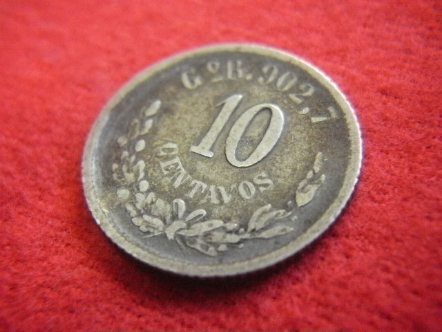 ★世界の銀貨　MEXICO 10 CENTAVOS 1893- GoR.902,7 ( .903 silver )　外径約17.95㎜　量目約2.56g　中古並品～_画像6