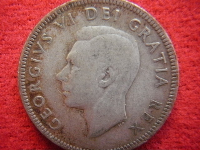 ★世界の銀貨 CANADA (GEORGIVS VI) 25 CENTS 1949- (.800 silver) 外径約23.55㎜ 量目約5.70g 中古並品～の画像5