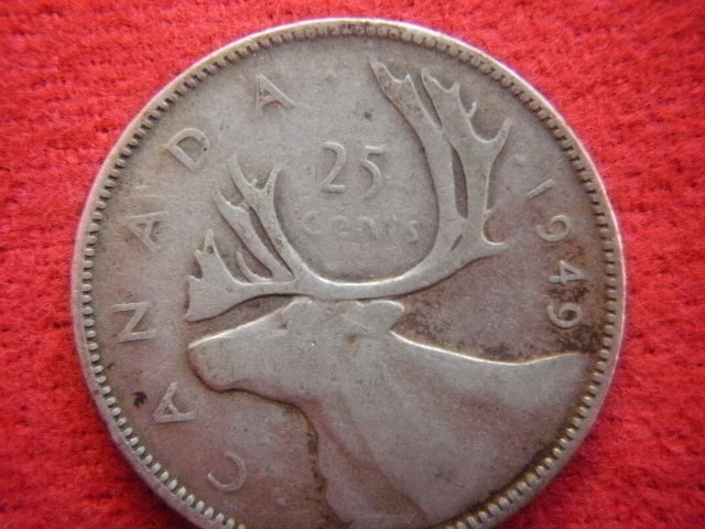 ★世界の銀貨 CANADA (GEORGIVS VI) 25 CENTS 1949- (.800 silver) 外径約23.55㎜ 量目約5.70g 中古並品～の画像7