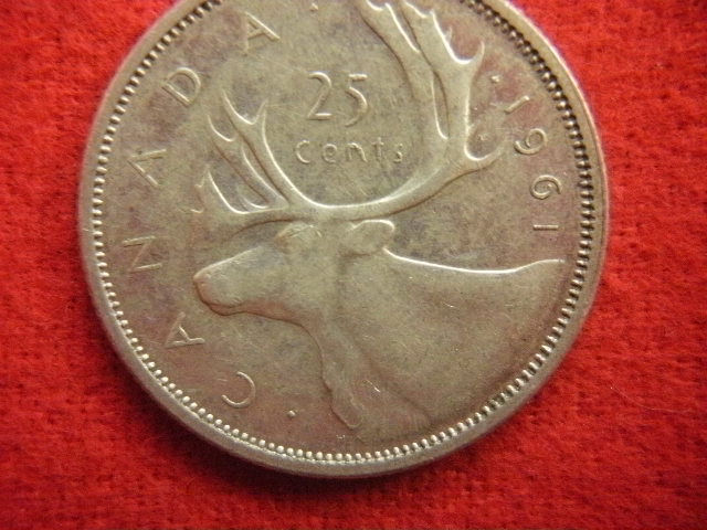 ★世界の銀貨 CANADA (ELIZABETH II) 25 CENTS 1961- (.800 silver) 外径約23.9㎜ 量目約5.79g 中古並品～の画像8
