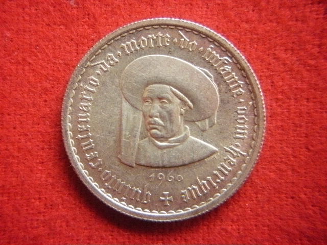 ■世界の銀貨　PORTUGUESA ( Prince Henry ) 5 ESCUDOS 1960- ( .650 silver )　外径約25.0㎜　量目約7.00g　中古並美品～_画像2