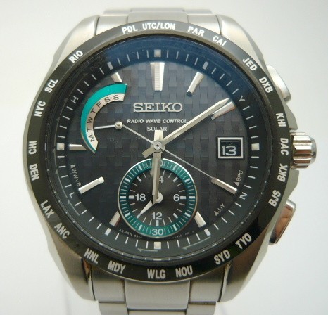 1000円スタート 腕時計 SEIKO セイコー ブライツ 8B54-0AT0 ソーラー電波 ワールドタイム デイデイト ブラック文字盤 付属品有 CMD T10007_画像2