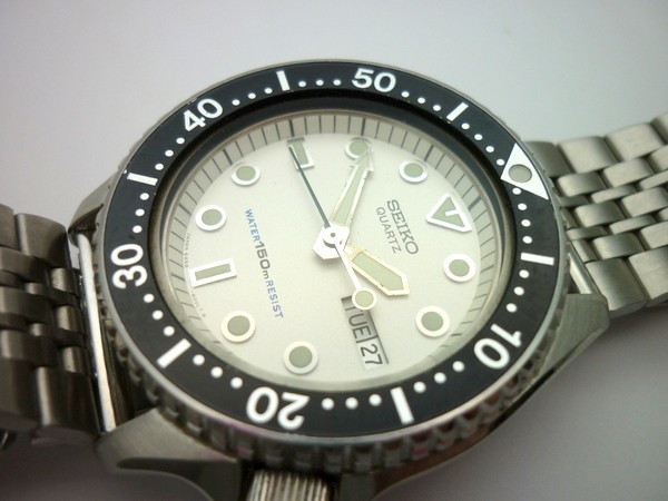 1000円スタート 腕時計 SEIKO セイコー ダイバー 6458-600B 150M クオーツ QZ デイデイト ホワイト文字盤 箱/説明書付 メンズ 1 T711_画像10