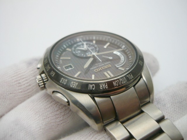 1000円スタート 腕時計 SEIKO セイコー BRIGHTZ ブライツ 8B54-0AR0 ソーラー電波 黒文字盤 デイデイト ワールドタイム メンズ 1 S10023_画像7