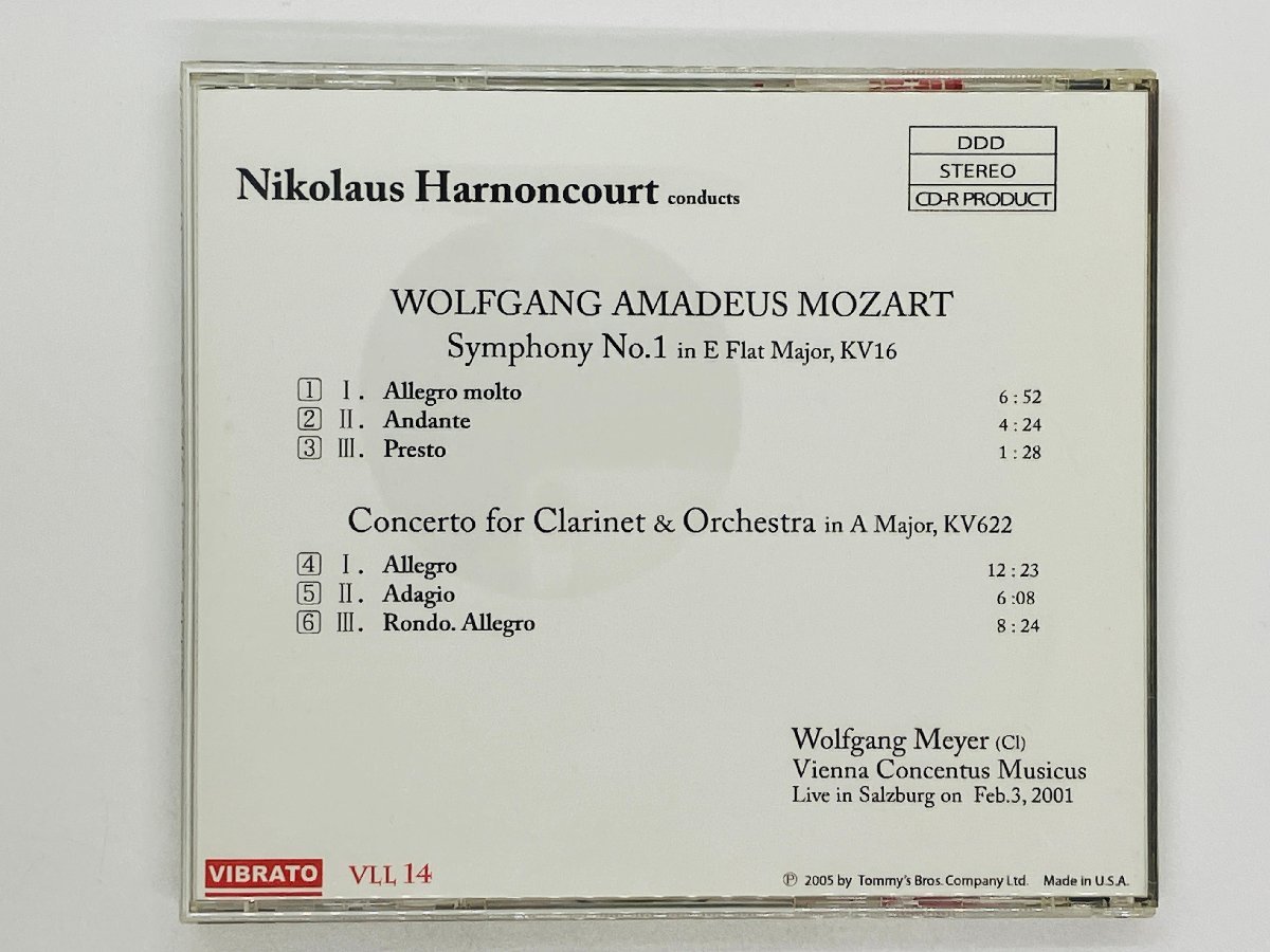 即決CD-R VIBRATO / モーツァルト 交響曲第1番 2001年 ウィーン ライヴ コンセンタス・ミジカス VLL 14 Y39_画像2