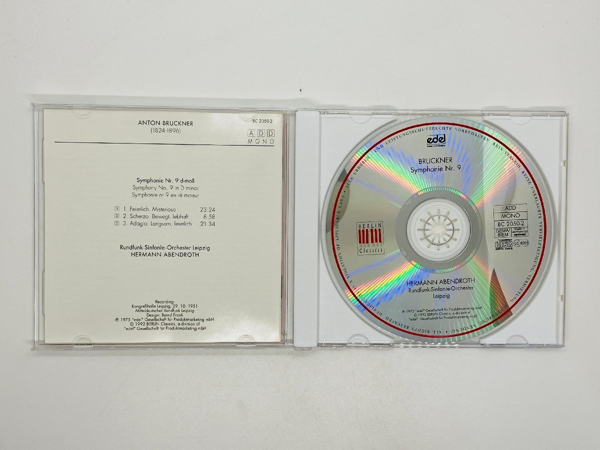 即決CD 独盤 HERMANN ABENDROTH / BRUCKNER Symphony No.9 Germany アーベントロート BC 2050-2 P06_画像3