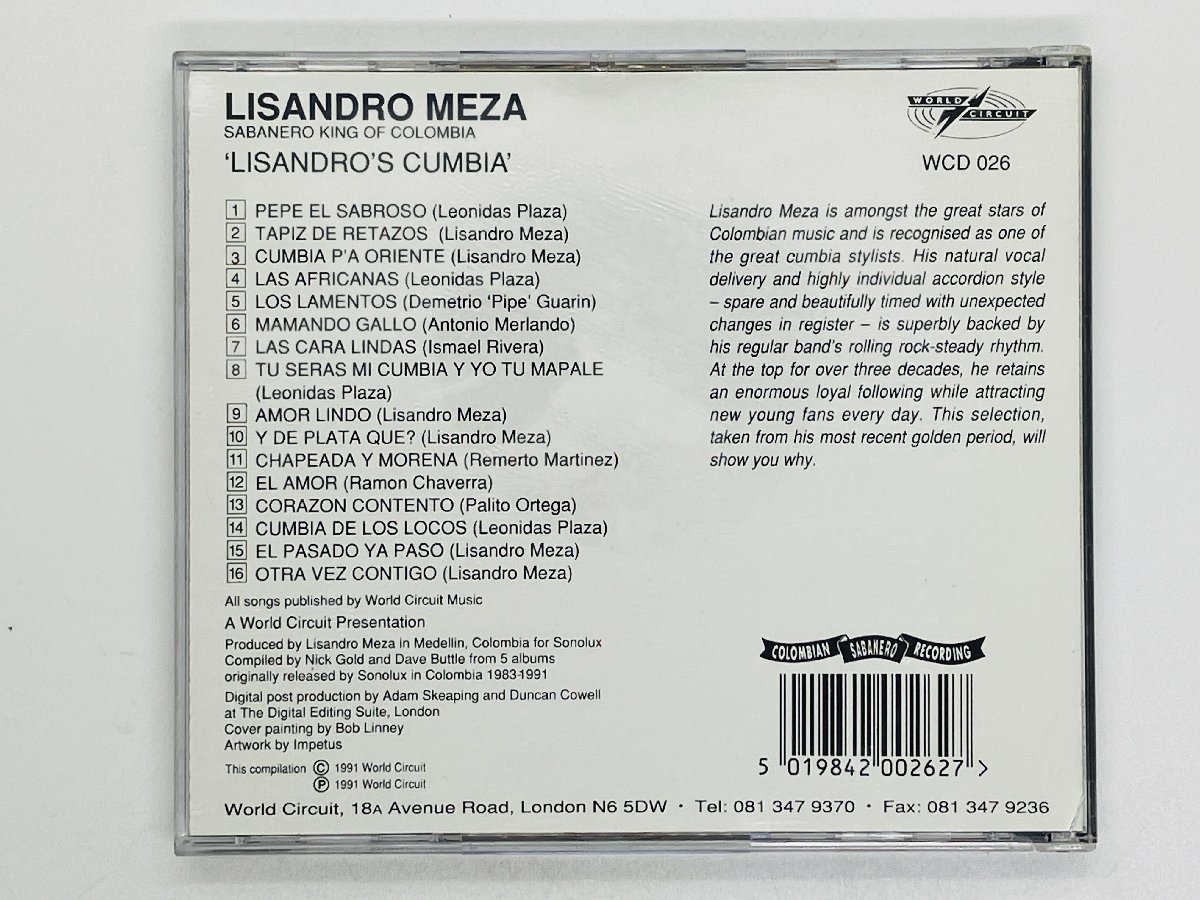 即決CD LISANDRO MEZA / LISANDRO'S CUMBIA / SABANERO KING OF COLOMBIA / WCD 026 Z56_画像2
