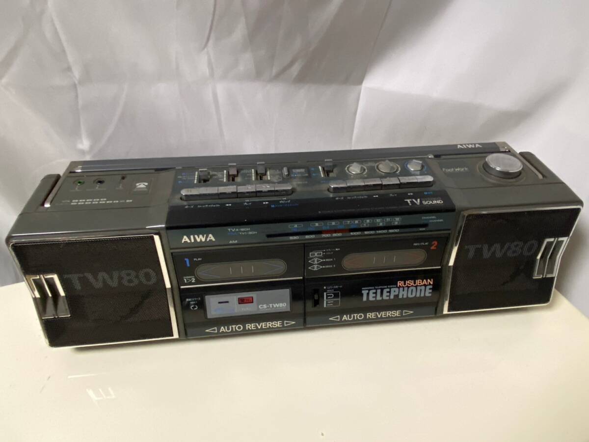 【希少 アイワ ラジカセ 】昭和レトロ家電 AIWA CS-TW80 留守番電話機能付ラジオカセットレコーダー ジャンクの画像1