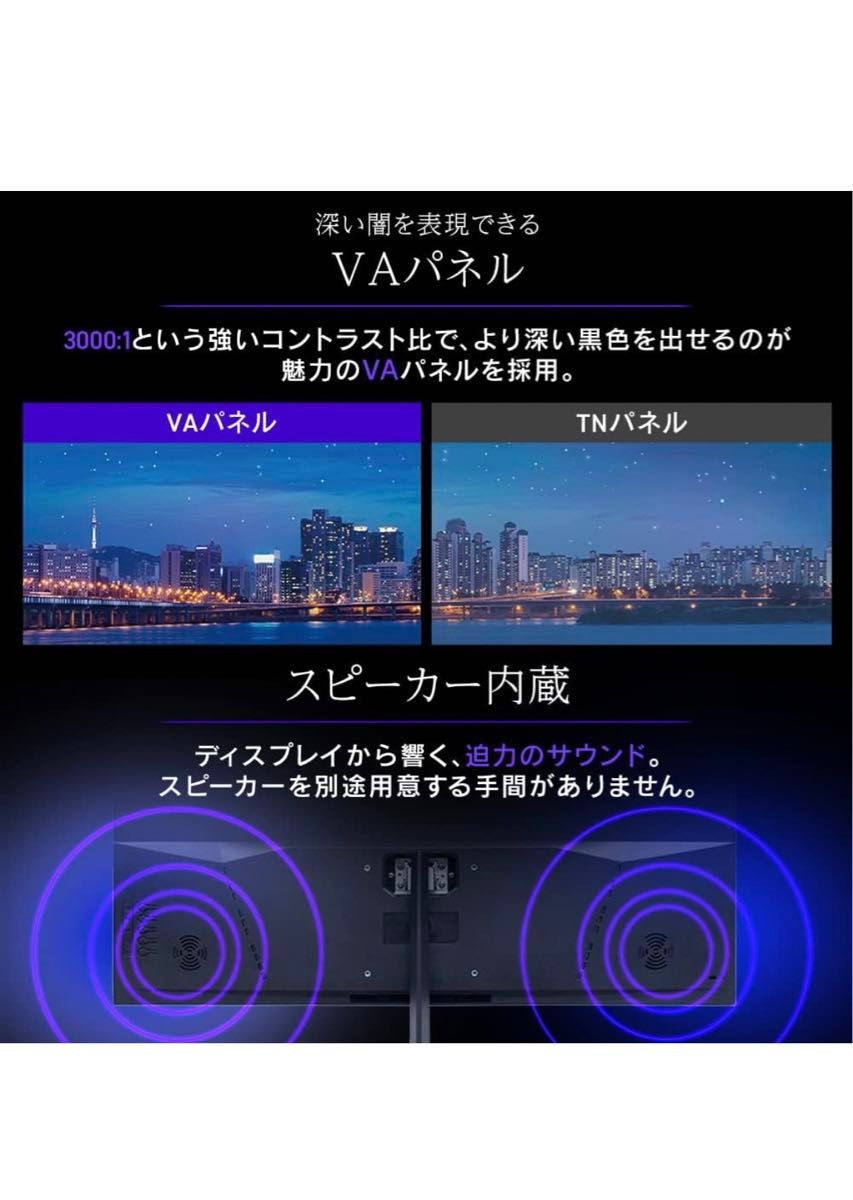 HDMIx1 D-Portx1 DVIx1 スピーカー内蔵 FHD 1920×1080 VAパネル 180Hz 応答速度1ms 