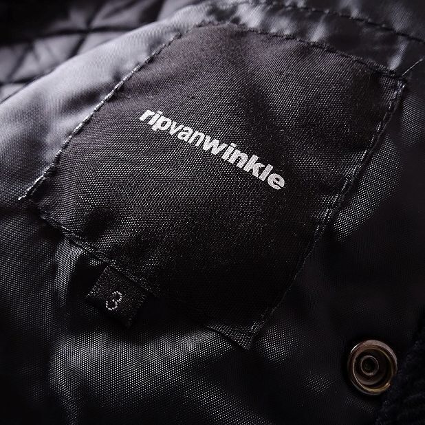 ripvanwinkle リップヴァンウィンクル コーデュロイ×ナイロン キルティング ジャケット パッチポケット 英国製 中綿 メンズ (3) 黒 o-858_画像9