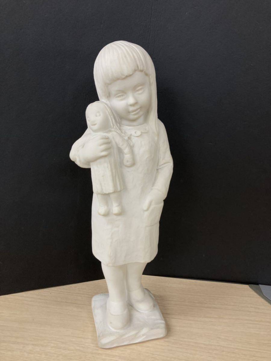 〈う809〉石膏像 女の子 人形 高さ約35cm オブジェ 置物 インテリア ガーデニング 美術品 オーナメント 彫刻 西洋 女児 人形 220715_画像1