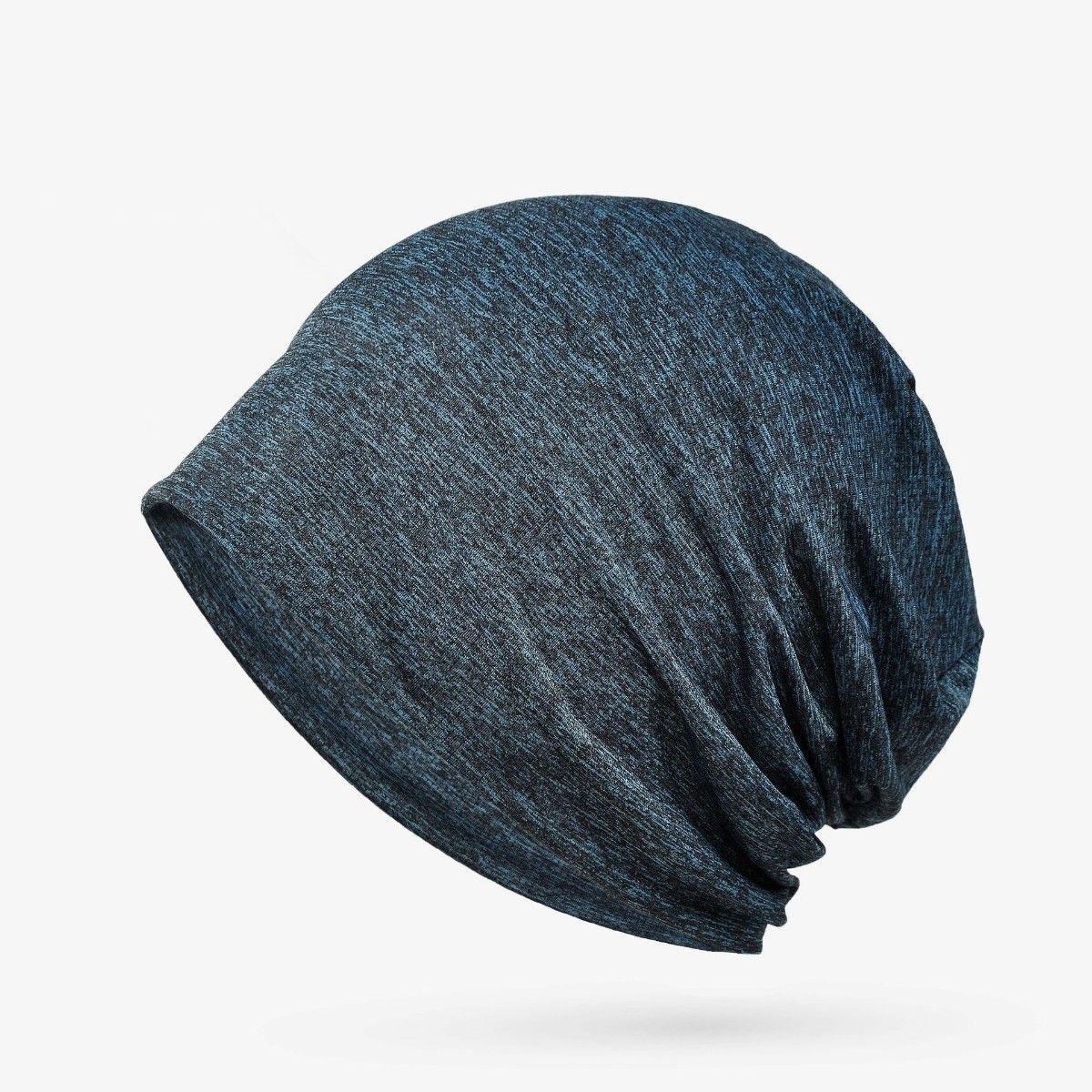 ニット帽 黒×紺ミックス  ニットキャップ ケア帽子 医療用 男女兼用 ビーニー ストレッチ