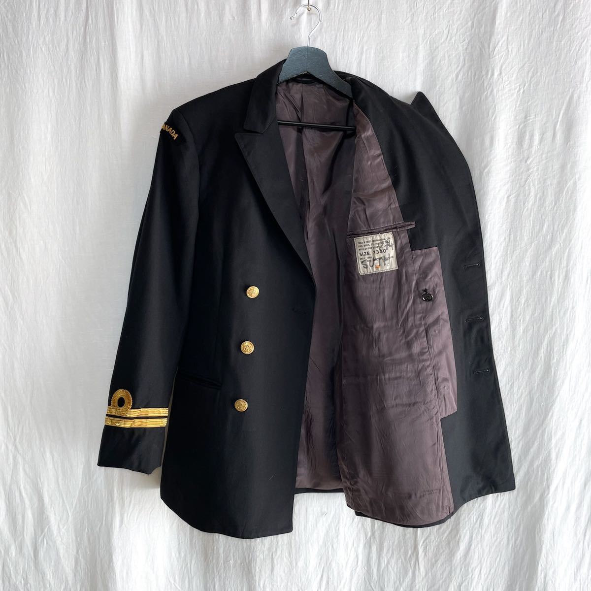 良品 80s カナダ軍 海軍 中尉 ダブルブレスト コート ユニフォーム 7340 制服 軍服 ヴィンテージ エアフォース ネイビーの画像7