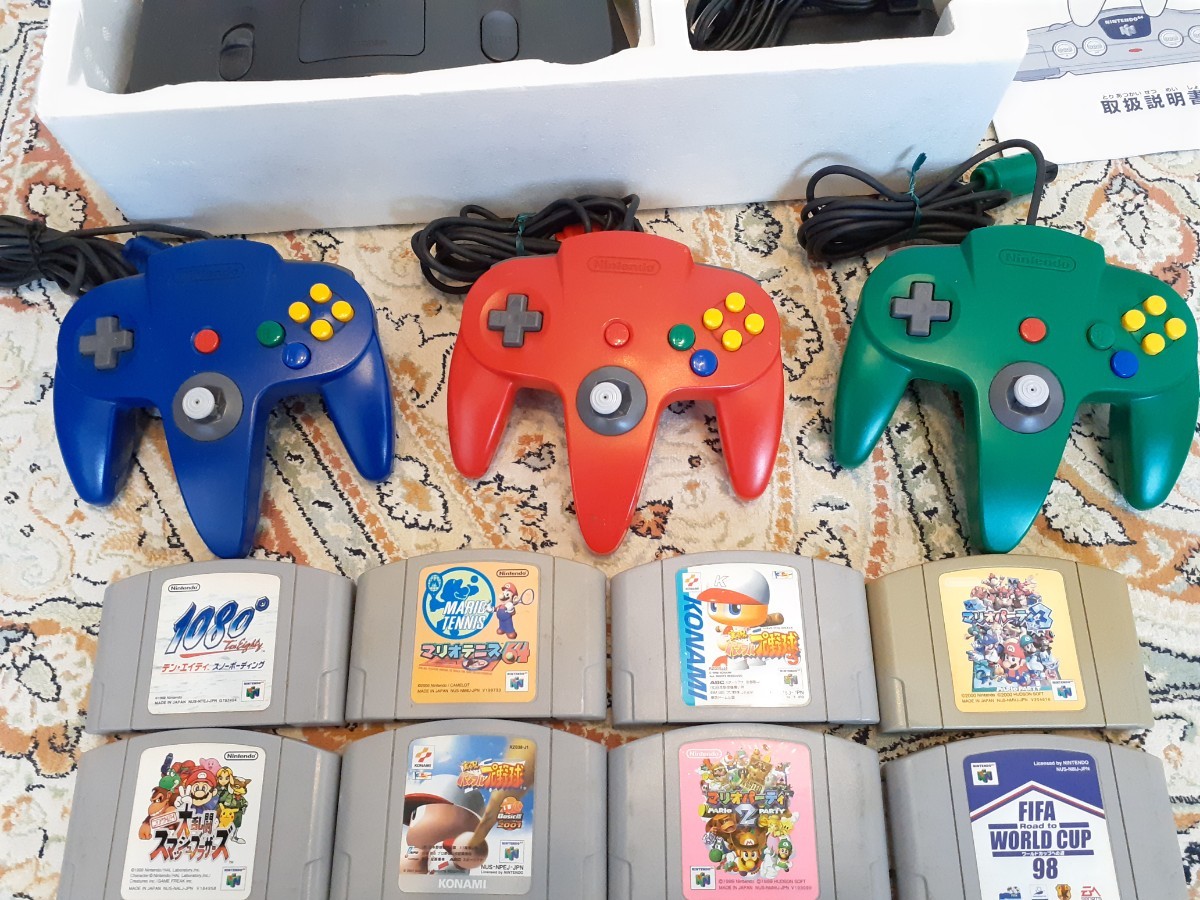 レア 箱付き Nintendo64 本体一式 コントローラー ４個 人気ソフト10本 おまけ付き 通電可 送料無料 マリオストーリー スマブラの画像3