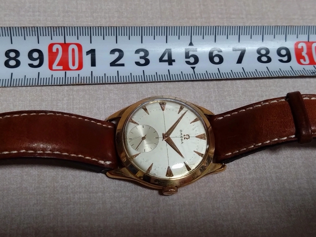 希少★OMEGA 18K金無垢 手巻き メンズ腕時計 スモセコの画像9