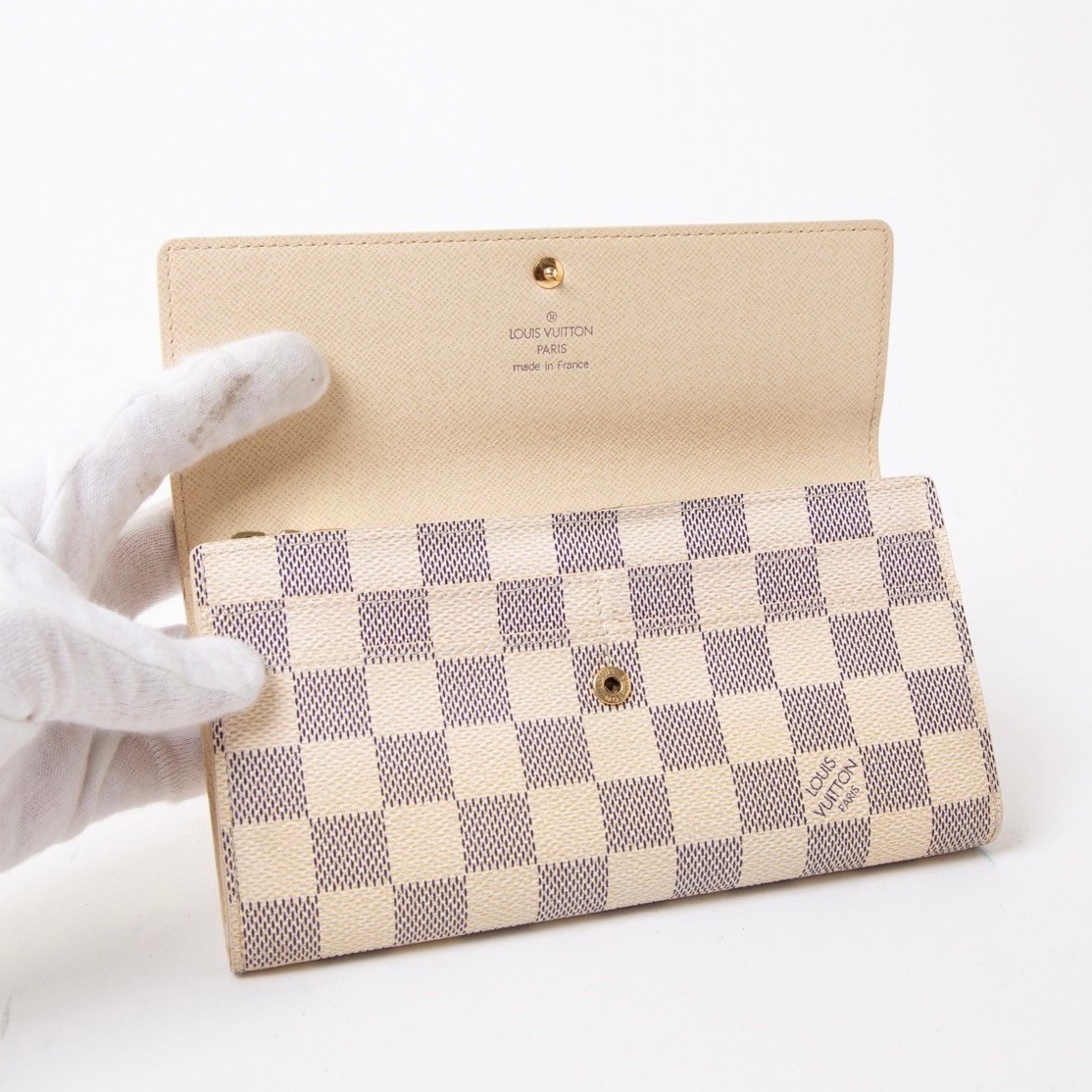 ★極美品★LOUIS VUITTON ルイヴィトン N61735 ダミエアズール ポルトフォイユサラ 二つ折り 長財布 ウォレット ホワイト　TH0096 709-3_画像7