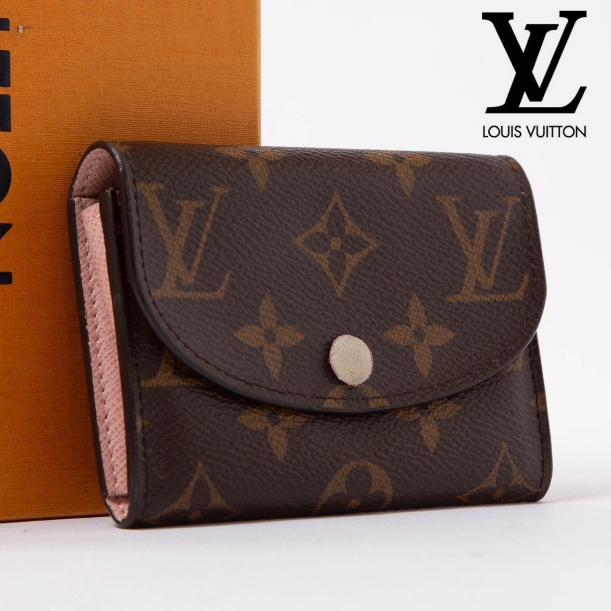 １円★LOUIS VUITTON ルイヴィトン 二つ折り財布 コンパクトウォレットポルトモネ ロザリ モノグラム アズール ローズバレリーヌ ピン104_画像1