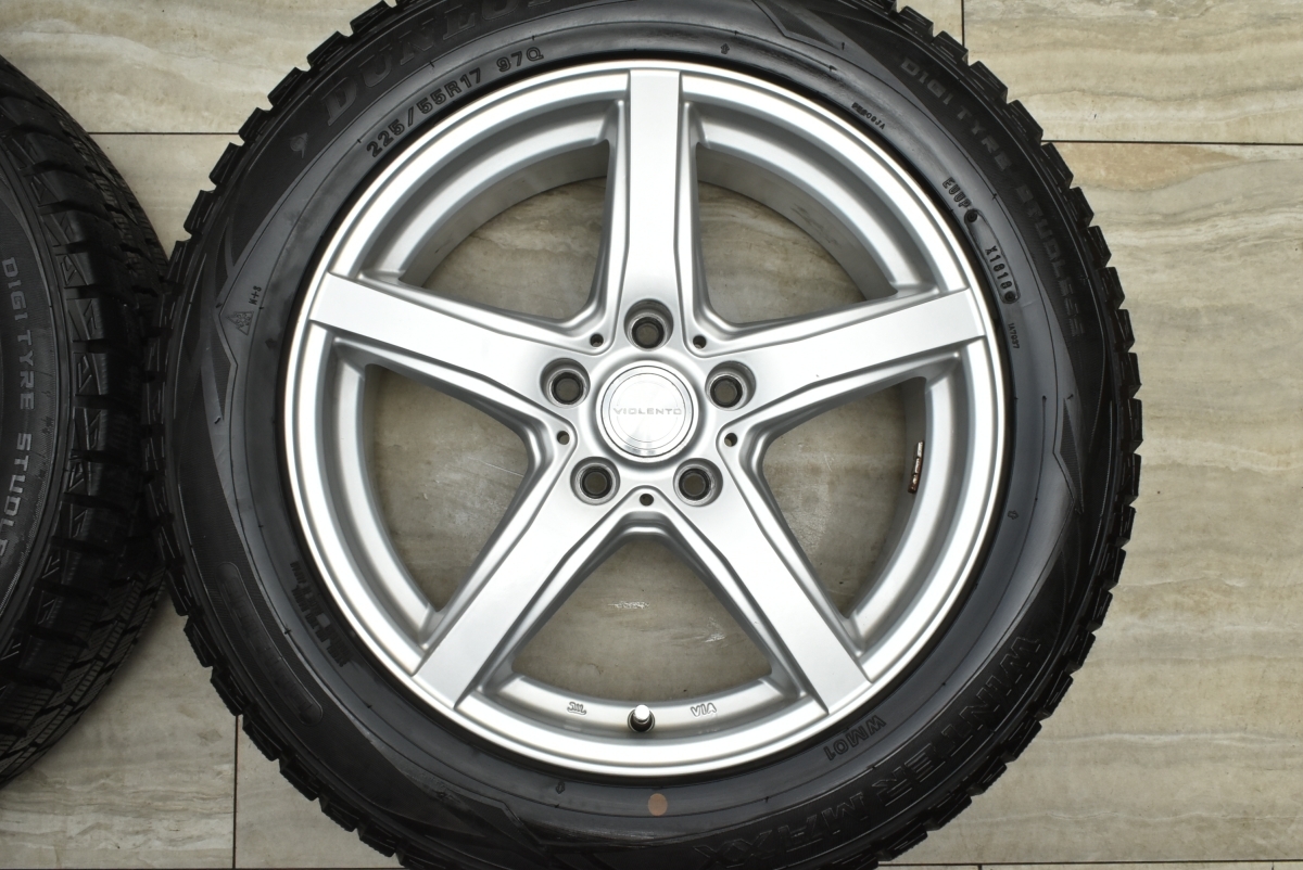 【良好品】VIOLENTO 17in 7J +48 PCD114.3 ダンロップ ウィンターマックス WM01 225/55R17 アルファード ヴェゼル MAZDA6 アテンザ 即納可_画像4