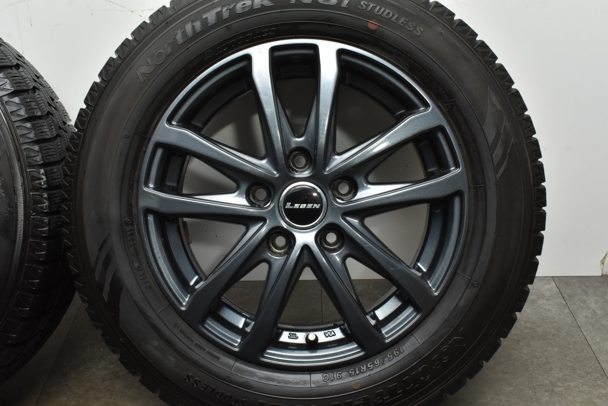 【ノア ヴォクシー等に】LEBEN 15in 6J +43 PCD114.3 ノーストレック N3i 195/65R15 ステップワゴン セレナ アクセラ プレマシー 送料無料_画像6