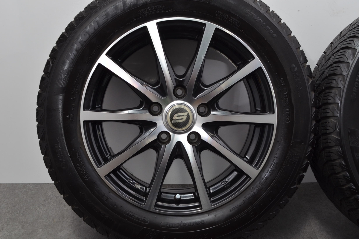 【美品 バリ溝】エルベ S10 16in 6.5J +48 PCD114.3 ミシュラン X-ICE SNOW 205/60R16 ノア ヴォクシー ステップワゴン セレナ アクセラ