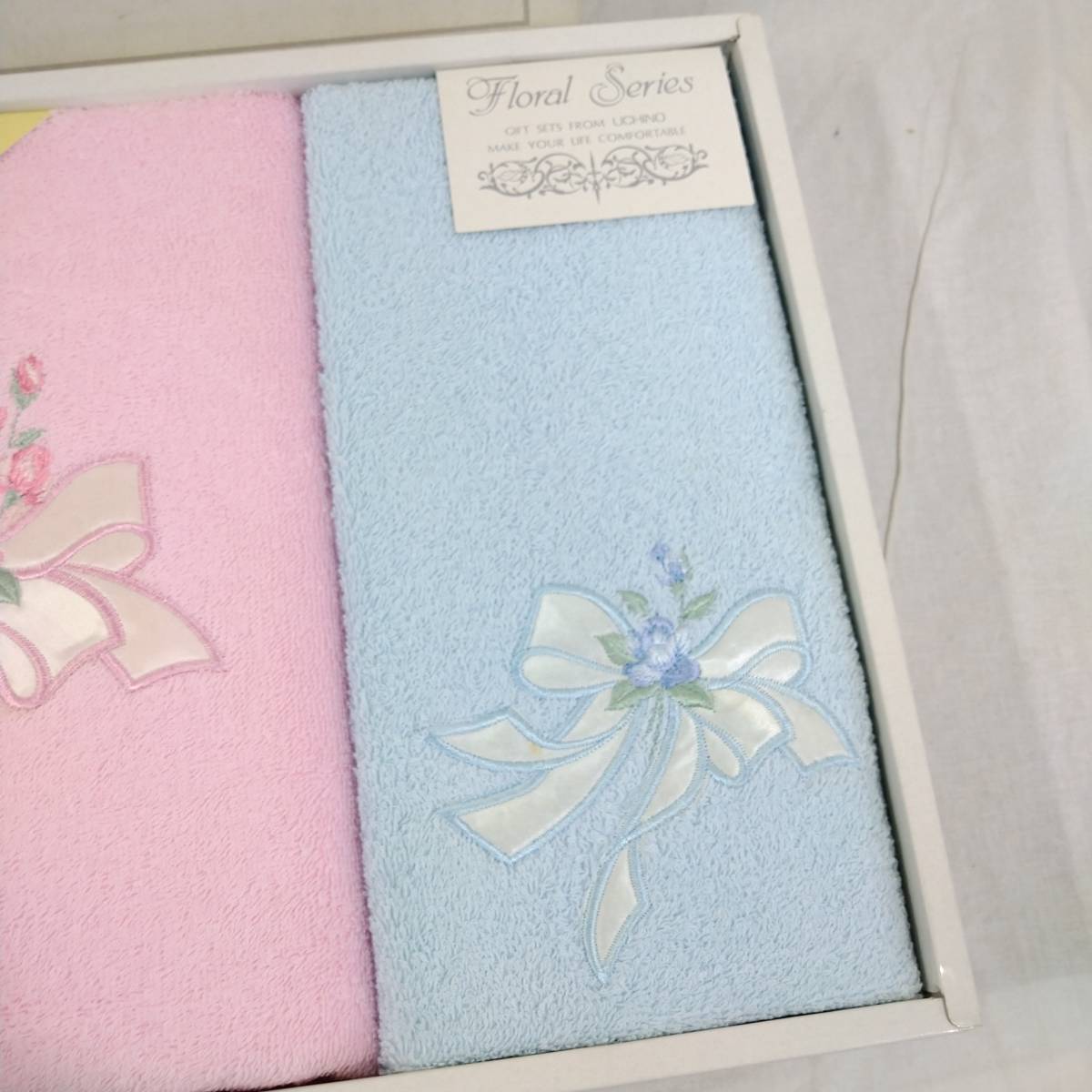 【未使用】UCHINO 大判 バスタオル Floral Series【家庭用品 タオル 浴用タオル ピンク ブルー】7_画像3
