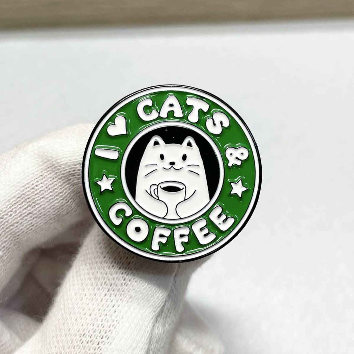 【ピンバッジ】猫 ねこ CATPUCCINO I CATS ＆ COFFEE パロディ_画像4