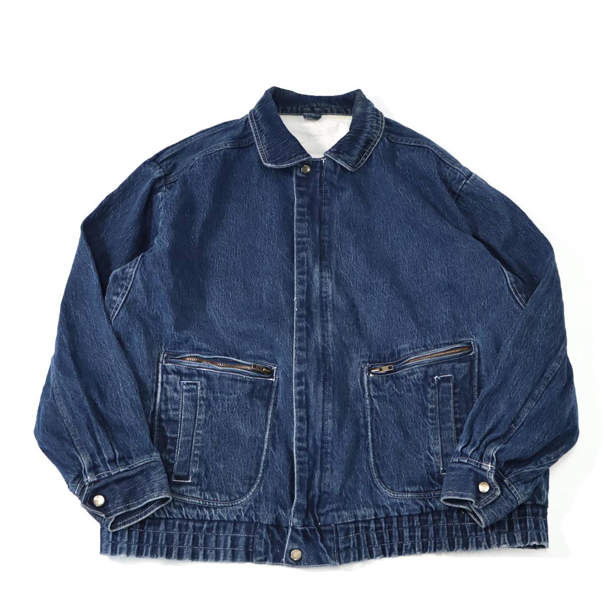 [XL程度] 90s Vintage デザイン デニム ジャケット ブルー Korea製 Gジャン ブルゾン フライト ビンテージ 80s 70s 60s_画像1