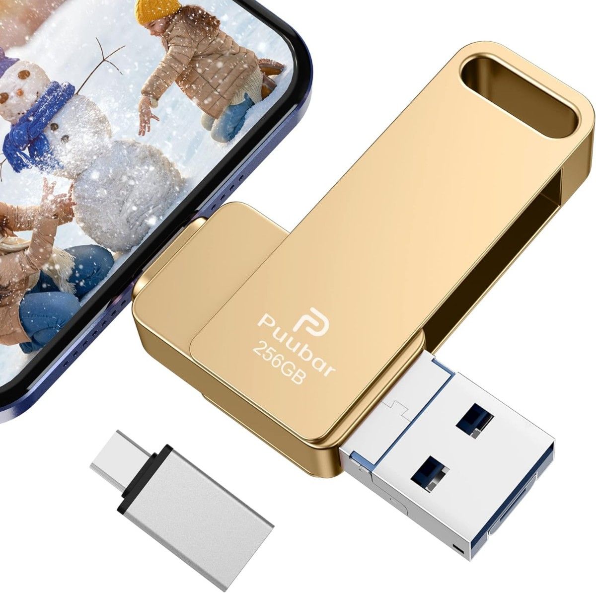 USBメモリー 256GB ４in1 phone usb  USBフラッシュドライブ 高速USB 3.0  usbメモリー 回転式