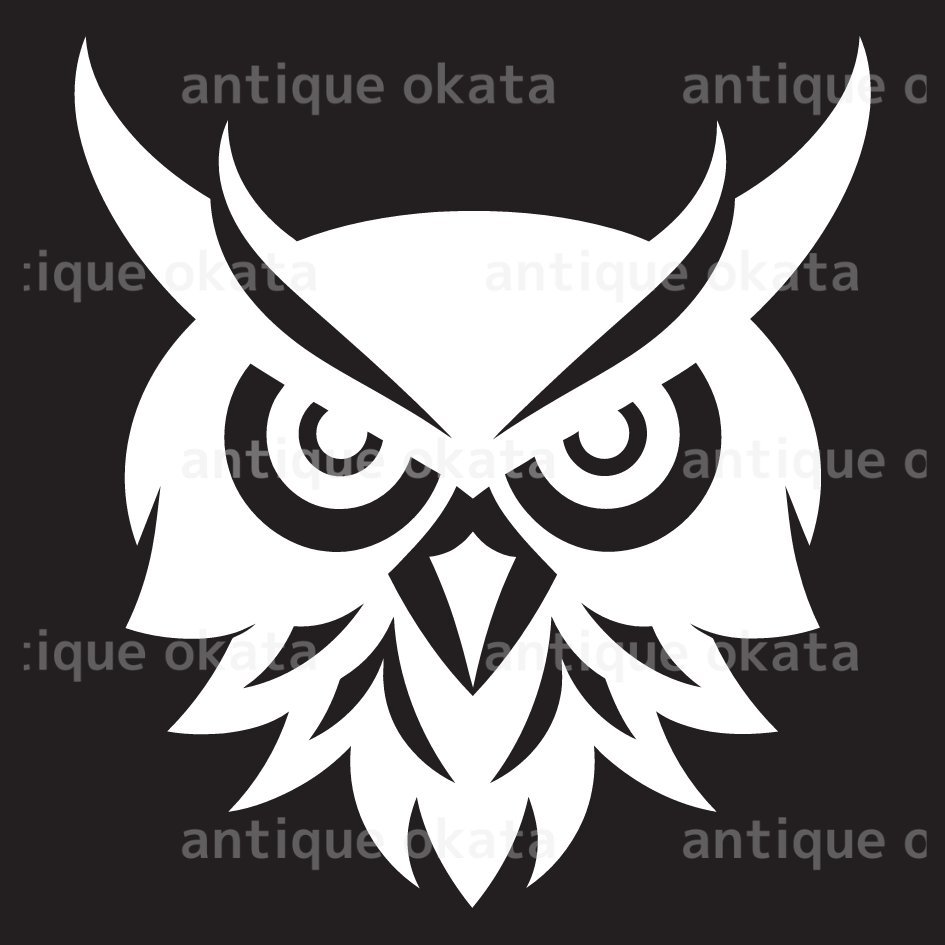 フクロウ ミミズク owl シルエット 動物 ロゴ エンブレム オーナメント シンボル ステッカー 縦横15cm以内_画像1