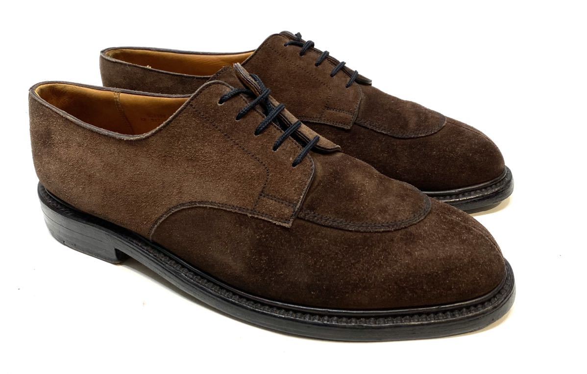 J.M.WESTON #589 ハーフハントスプリットトゥダービー ジェイエムウエストン Uチップ スエードシューズ ドレス ビジネスshoes ブラウン 7D_画像3