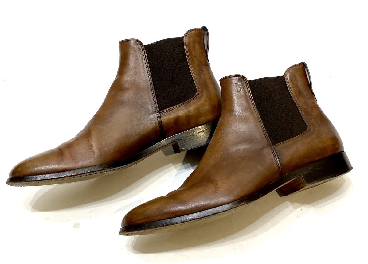 TOD'S MENS レザー チェルシーブーツ トッズ サイドゴアブーツ トッズ アンクルブーツ ドレス ビジネスboots 革靴 ショート 7 26cm_画像4