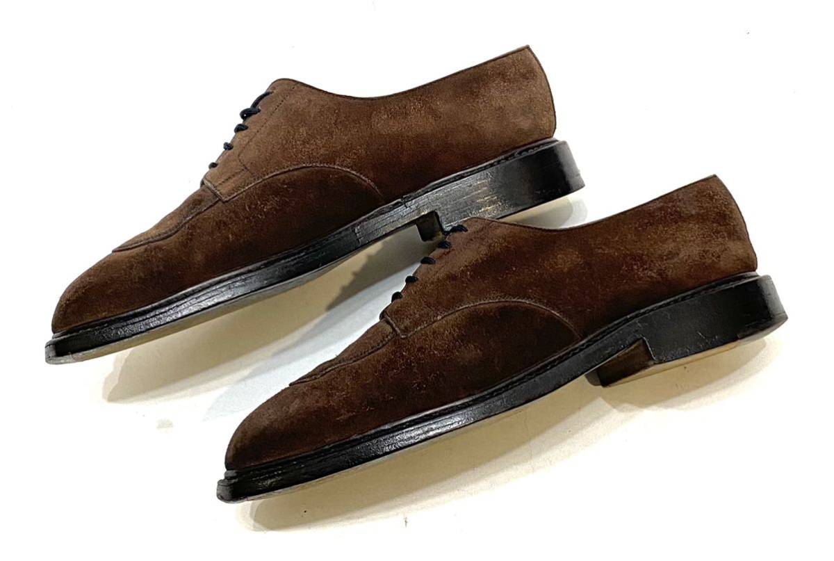 J.M.WESTON #589 ハーフハントスプリットトゥダービー ジェイエムウエストン Uチップ スエードシューズ ドレス ビジネスshoes ブラウン 7D_画像4