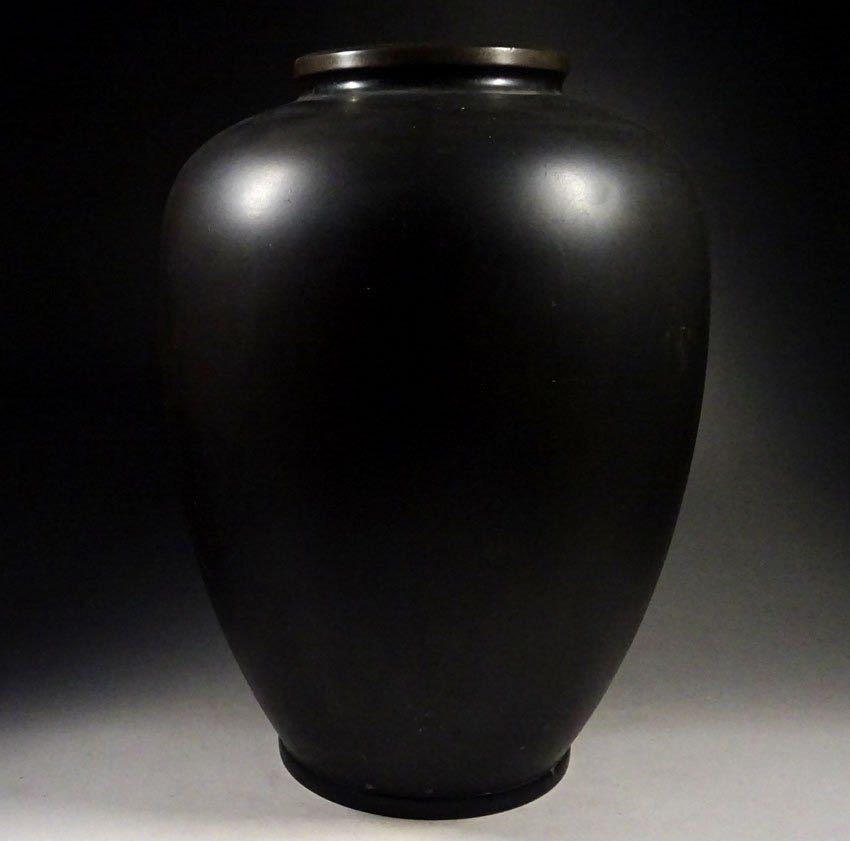 既決 特大 時代物 銅製 象嵌 大花瓶 高約38.8cm 金工美術 花瓶 花入 花器の画像3
