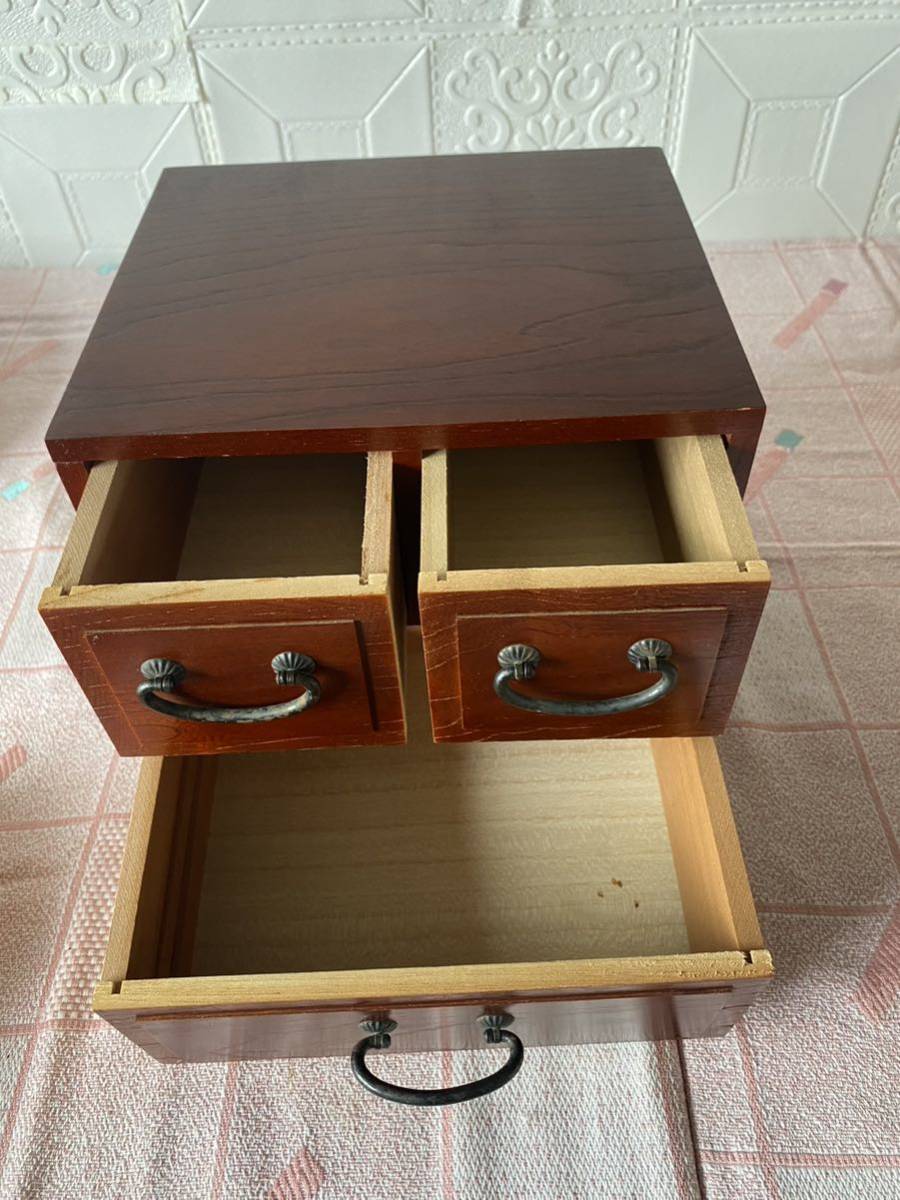 可愛い木製 小箪笥 引き出し ２段 小物入れ 昭和レトロ 家具の画像6