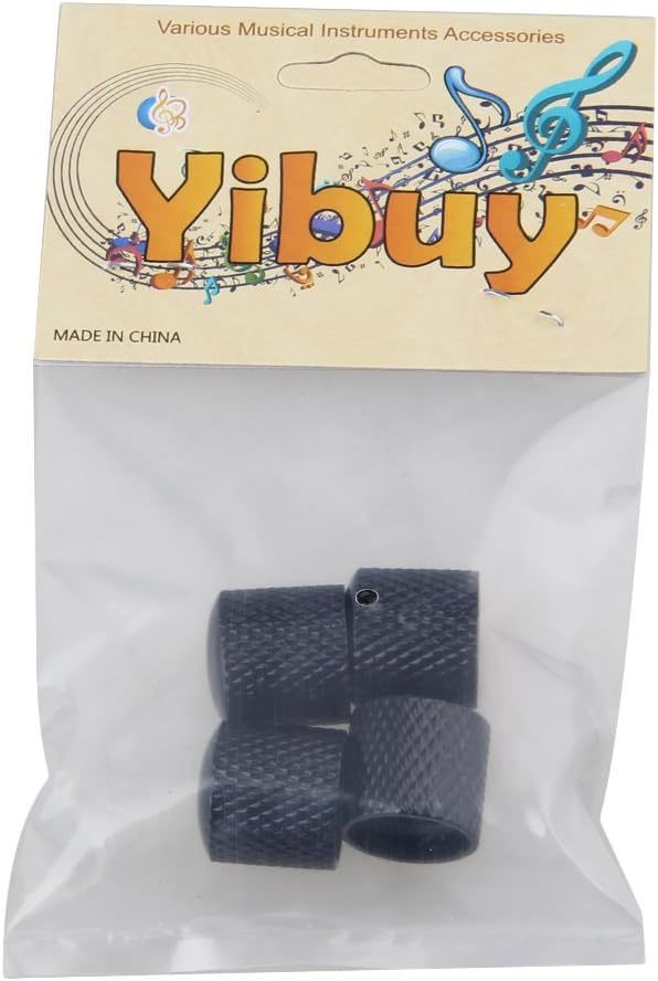 Yibuy 4pcs 黒メッキメタルエレクトリックギターベースドームトーンノブの画像8