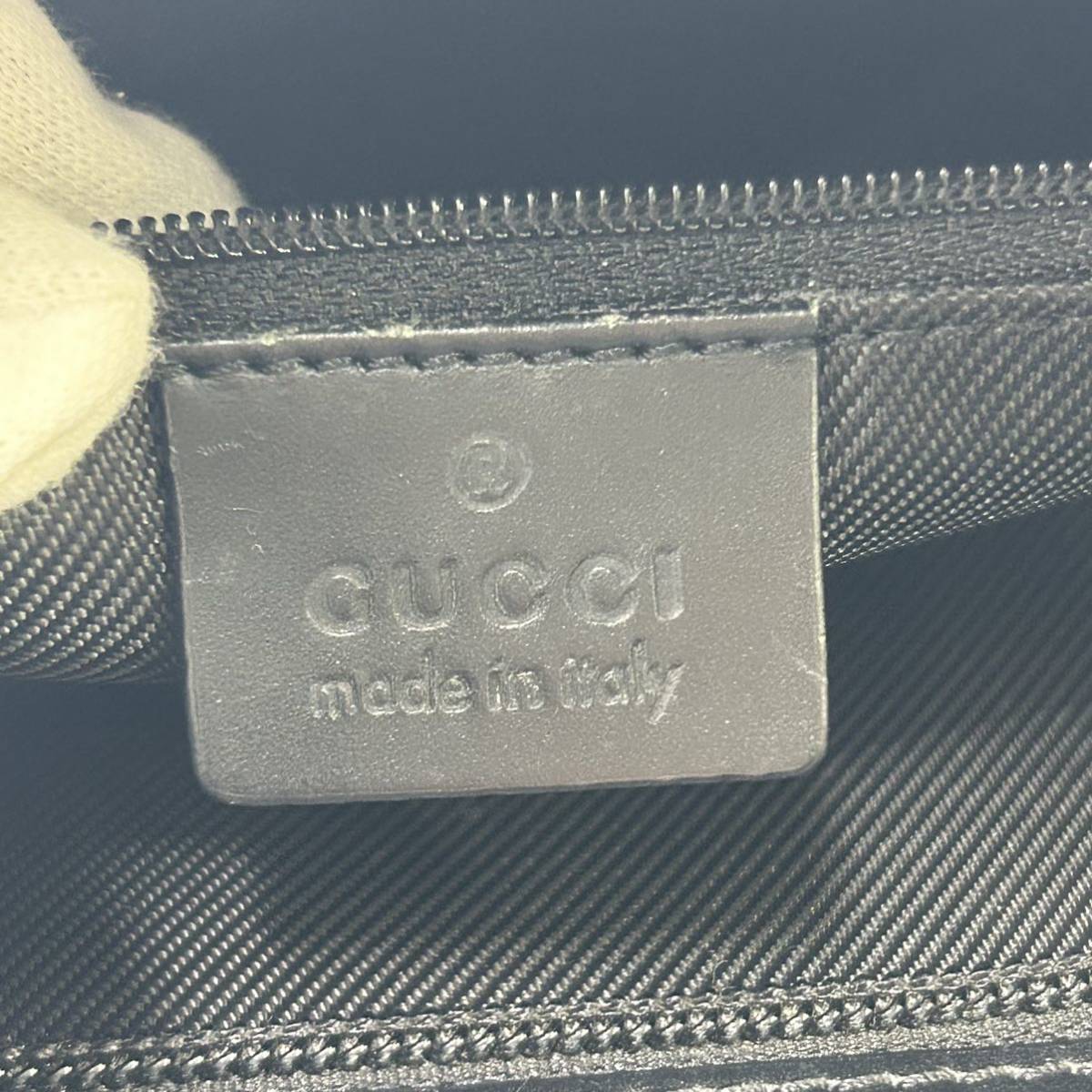 1円〜　【美品】　GUCCI グッチ　ハンドバッグ　オールドグッチ　GGキャンバス　レザー　ブラック　黒　シリアルナンバー有　K 230_画像9