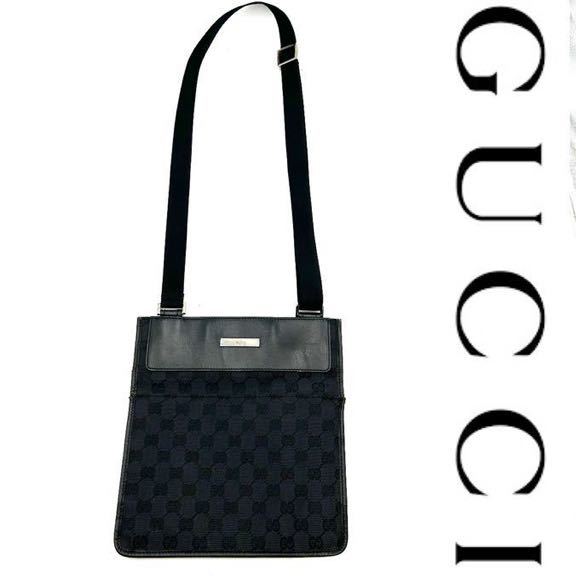 1円〜 GUCCI グッチ　ショルダーバッグ　ワンショルダーバッグ　GGキャンバス　黒　ブラック　K208_画像1