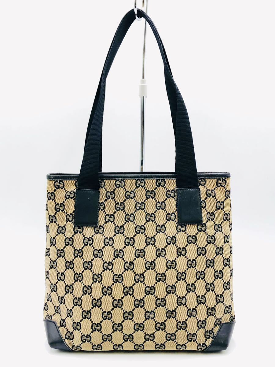 1円〜　【美品】　GUCCI グッチ　ハンドバッグ　オールドグッチ　GGキャンバス　レザー　シリアルナンバー有　K184_画像2