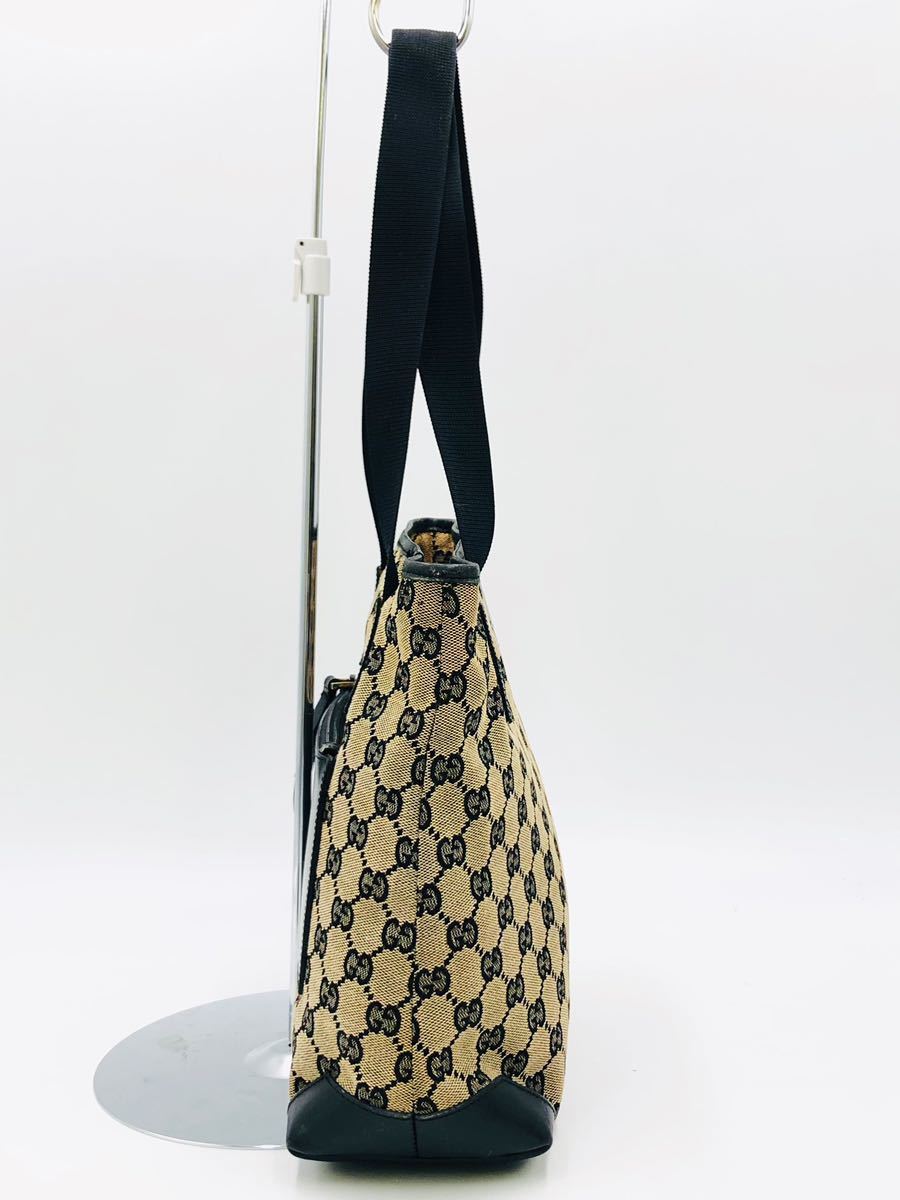 1円〜　【美品】　GUCCI グッチ　ハンドバッグ　オールドグッチ　GGキャンバス　レザー　シリアルナンバー有　K184_画像3