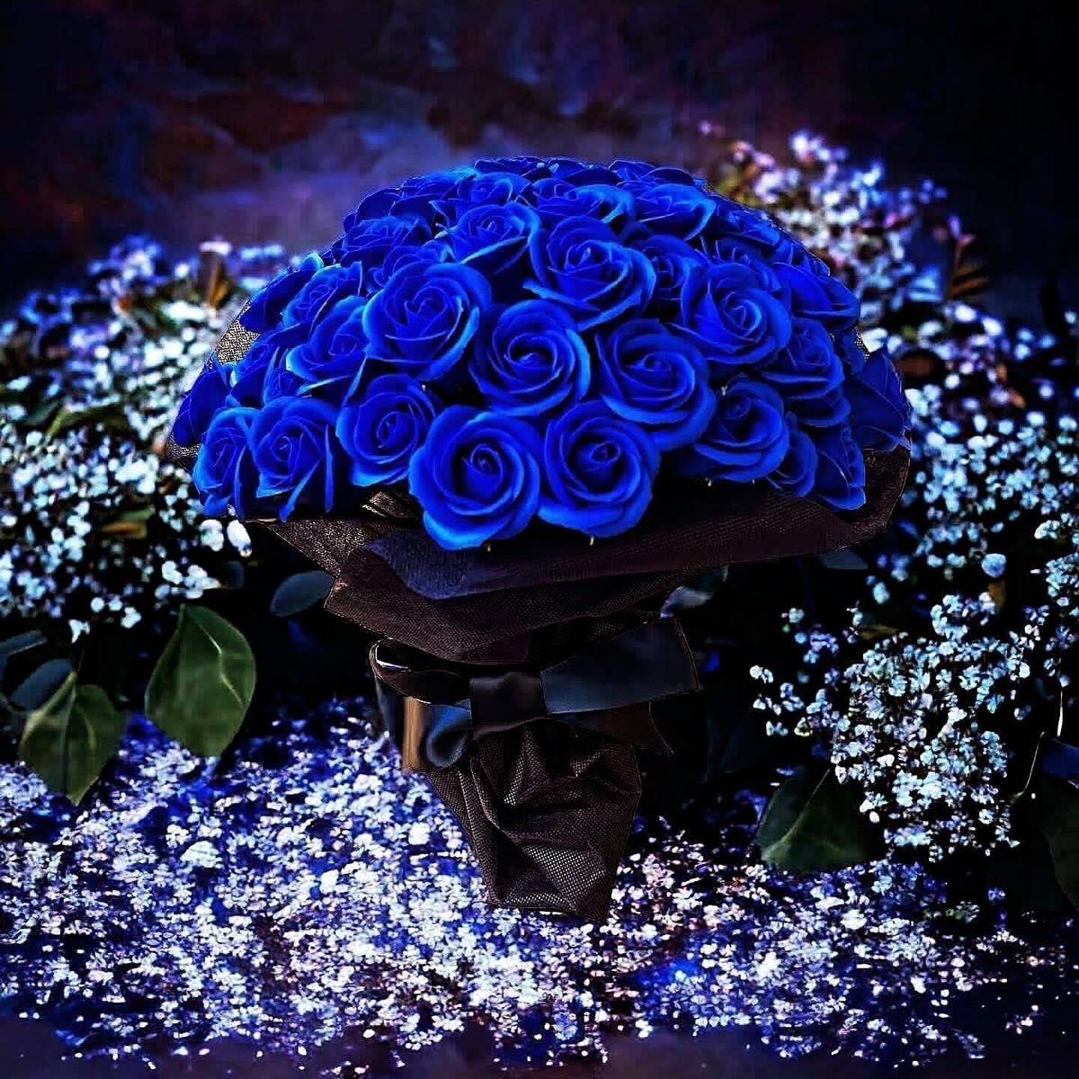サヴォンローズ（ソープフラワー）　100本　花束　青バラ　薔薇　プレゼントに！